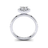 Gabriano Gabriela 4 tırnaklı tektaş yüzük; GIA-HRD sertifikalı kalp pırlanta ve beyaz altın montürün yandan görünüşü